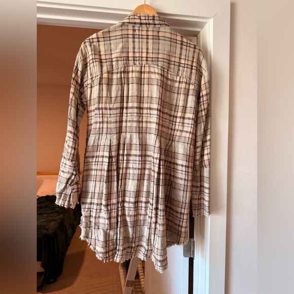 We The Free Taupe and Brown Checkered Button-Down Shirt - Picture 2 of 3